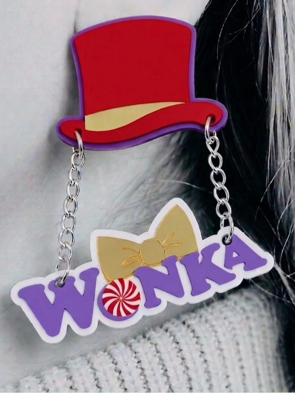 “Willy Wonka” Charlie Chocolate Factory Golden Ticket Timothée Chalamet Earrings